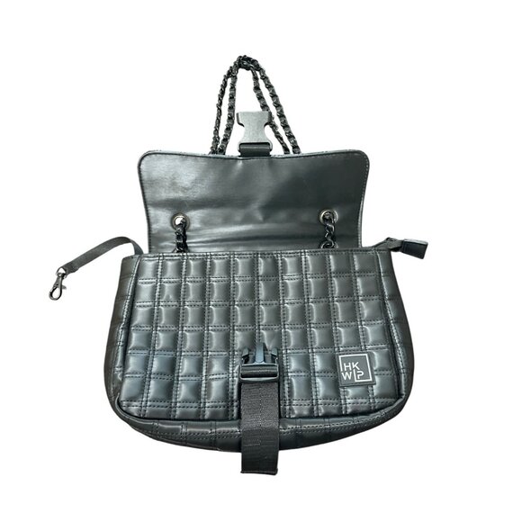 IHKWIP Quilted Black Shoulder Bag With Chain Strap & Buckle Closure - Picture 4 of 7